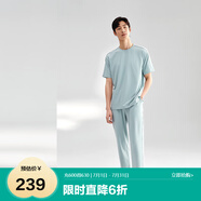 全棉時代男女士睡衣親膚舒彈針織平紋情侶家居服套裝