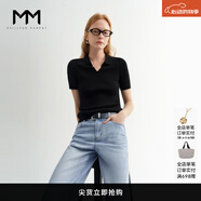 麥檬萬件爆款MM口碑原創(chuàng)桑蠶絲涼感針織上衣短袖春夏淡人穿搭 POLO領(lǐng)-短袖-黑色5G4930281 L （115-130斤）