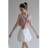 EGGKA修身針織韓系無(wú)袖背心+透氣披肩兩件套女夏簡(jiǎn)約氣質(zhì)顯瘦上衣 粉色 S