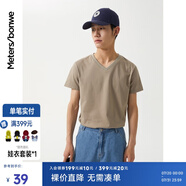 美特斯邦威t恤男女2025夏季新款純色百搭純棉短袖情侶裝男士打底衫 象灰 XL 180 100A
