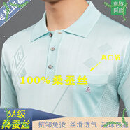 夢特嬌（MONTAGUT）法國進口短袖t恤男 桑蠶絲中年大碼翻領(lǐng)高端真絲polo新款桑蠶絲短 M8805 水蘭 L 175碼145斤-155斤