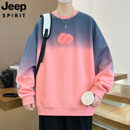 JEEP SPIRIT吉普青年2025夏季新款漸變色初男生衛(wèi)衣男士長(zhǎng)袖t恤寬松潮流 8001粉紅色 4XL 【建議180斤-200斤】