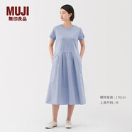 無(wú)印良品（MUJI）女式 涼感 短袖連衣裙 女裝裙子25年夏季連身裙涼感物語(yǔ) BC2LKA5S 薩克森藍(lán) S (155/80A)