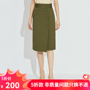 哥弟真的好（GIRDEAR）女裝通勤假口袋單排扣中長(cháng)款A字半身裙A200101 綠 S (2)