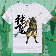 林中尋關(guān)羽三國演義印花短袖T恤男圓領(lǐng)t恤半袖體恤夏季衣服 3 S