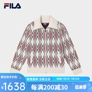 斐樂(lè)（FILA）520禮物520禮物女士編織外套2024冬季新款休閑幾何大翻領(lǐng)開(kāi)衫毛衣 淺粉麥-BG 160_80A_S