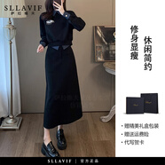 薩拉維夫套裝裙女2025秋冬新款時(shí)尚女洋氣顯瘦衛衣半身裙氣質(zhì)兩件套 黑色兩件套 L (111-120斤)