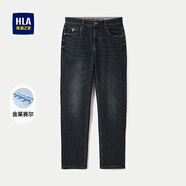 HLA海瀾之家牛仔褲男25新款時尚繡花直筒保暖褲子男秋冬HKNAD6J065A 藍灰牛過渡色（深）65 33 175/84A 推薦135~142斤