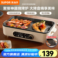 蘇泊爾（SUPOR）電燒烤爐 烤肉鍋燒烤電烤爐烤盤電烤盤家用烤肉爐烤串烤肉一體機(jī)大功率輕油少煙大容量不粘烤盤 GJ3723P805【可拆洗37cm大烤盤】 1層