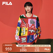 FILA 楊冪同款|斐樂(lè )官方情侶款編織衫2025春季新年款時(shí)尚涂鴉套頭毛衣 傳奇紅-RD S (165) /88A