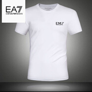 EMPORIO ARMANI EA7阿瑪尼2025夏季新款男短袖t恤純棉大碼半袖男裝純色白體恤 A1930白色 L 建議【125-145】斤