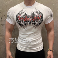 李紳gymshark美式街頭哥特風(fēng)Breathedivinity男女緊身高彈健身運(yùn)動(dòng)T恤 白色 S