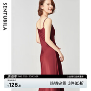 尚都比拉雪紡連衣裙女2024年春秋新款性感氣質(zhì)內(nèi)搭裙子法式吊帶裙 棗紅色 M
