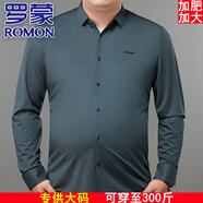 羅蒙（ROMON）加肥加大桑蠶絲襯衫男長袖秋季特大碼裝寬松肥佬商務(wù)休閑免燙襯衣 3330綠色 7XL 210/120【275至300斤】