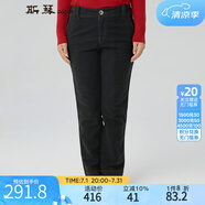 siqin斯琴女裝秋冬黑色純棉直筒長(cháng)褲彈力休閑牛仔褲AEQK013 黑色 S
