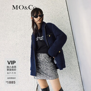 MO&Co.小香風(fēng)西裝權(quán)力外套羊毛混紡休閑西裝夾克外套女呢子外套 藍黑色-第2批 L 170