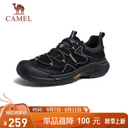 駱駝（CAMEL）踏山男士戶外登山復(fù)古皮面休閑低幫徒步鞋 G14A342696 夜黑色 43