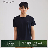 GANT【100%棉】GANT/甘特男士短袖圓領(lǐng)親膚透氣刺繡純色休閑重磅T恤潮 5黑色 S