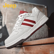 吉普吉普男鞋2025新款春夏季透氣休閑板鞋男款百搭戶(hù)外運動(dòng)鞋 白紅 41