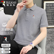 啄木鳥（TUCANO）短袖t恤男夏季時尚休閑翻領polo打底衫百搭上衣男裝淺灰 XL