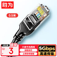 勝為（shengwei）六類網(wǎng)線 千兆高速寬帶線CAT6類工程監(jiān)控電腦路由器網(wǎng)絡(luò)家用成品跳線8芯雙絞線黑色0.5米LC-12005G