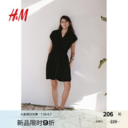 H&M女裝背心吊帶連衣裙2025夏季新款無袖收腰棉質(zhì)連身裙1280532 黑色 M 165/96