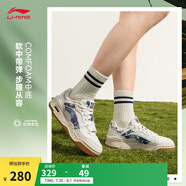 李寧月白2.0丨板鞋男女鞋夏季柔軟回彈透氣百搭休閑情侶運動鞋子 云白/深藍(276女)-13 牛仔布拼接 37