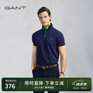 GANT【100%棉】GANT/甘特夏男士寬松時尚休閑舒適通勤翻領(lǐng)短袖POLO衫 433夜藍色 S