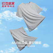 紅豆居家男士睡衣抑菌短袖女士家居服套裝夏季新品 麻灰色 L 170/92A