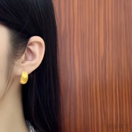 顏鑒足金999拉絲月牙耳釘簡(jiǎn)約不單調日常通勤佩戴黃金耳釘禮物 足金耳飾約4.1g一對 克數誤差 多退少補