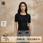 播薄款針織衫女2024春季新款圓領修身短袖毛衣DDR2SD5457 K40玄黑 玄黑 L