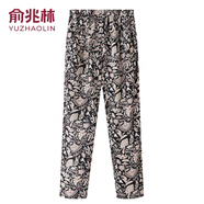 俞兆林媽媽裝褲子女夏季母親節中老年奶奶九分褲2025年新款大碼花色褲子 銀領(lǐng)飾尚 4XL 建議（135-150斤）