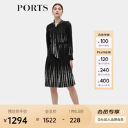 PORTS寶姿秋季新款女裝時(shí)尚圓點(diǎn)印花連衣裙ALD9D015QPT100 黑白混色 L 8