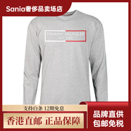 Tommy HilfigerTommyHilfiger印花字母圓領(lǐng)休閑透氣長(cháng)袖T恤男款 淺灰色 M