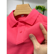 JEEP SPIRIT開(kāi)叉POLO衫純棉短袖t恤男翻領(lǐng)本命年大紅色男士純色絲光棉體恤衫 玫紅色 2XL 180