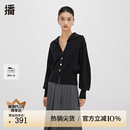 播V領針織開衫女商場同款秋冬新款韓版休閑短款毛衣BDQ4UD0994 K40黑色 L