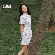 森馬（Semir）【連衣裙合輯】夏天女法式慵懶風(fēng)裙子復(fù)古學(xué)院風(fēng)針織裙雪紡碎花裙 O款水墨國(guó)風(fēng)連衣裙-藍(lán)色調(diào)00388 L