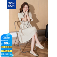 唐獅（TonLion）2025女翻領收腰工裝短袖連衣裙WP 卡其 S