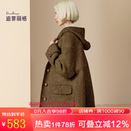 迪菲麗格高級感貴氣呢子大衣女款2024年冬季新款韓版連帽毛呢外套 圖片色 L