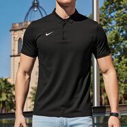 耐克（NIKE）t恤男 25夏季新款DRI-FIT速干輕薄透氣健身半袖圓領(lǐng)運(yùn)動(dòng)冰絲短袖 黑色/DRI-FIT/翻領(lǐng)POLO 刺繡LOGO 4XL (195) 【推薦210-230斤】