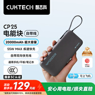 CUKTECH酷態(tài)科【3C認(rèn)證可上飛機(jī)】電能塊自帶線20000毫安時(shí)移動(dòng)電源55W快充充電寶適用蘋(píng)果小米筆記本CP25