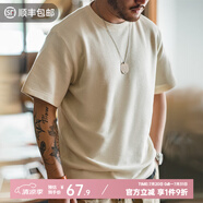 馬登工裝華夫格重磅t恤男美式復(fù)古老錢風(fēng)半袖男款體恤夏季男士短袖 米色 【cleanfit/輕奢高級感】 L (175) 【今日下單 順豐包郵】