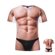 艾格辰3D肌肉圖案搞笑衣服兒童肌肉衣服體恤小孩肌肉服腹肌表演服裝演出 JNN08 均碼 童110高20至35斤_C215