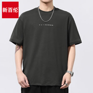 新百倫男士高端t恤2025新款美式運動冰絲涼感印花t恤男 黑色-8109 XL