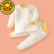 G.DUCKKIDS嬰兒加厚衣服寶寶保暖衣套裝秋冬兒童棉服純棉夾棉襖男女睡衣冬裝 黃蘑菇 【高腰】 80 適合70-80cm年齡1-2歲