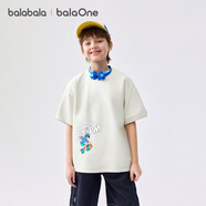 巴拉巴拉（BALABALA）童裝兒童t恤男童短袖女童上衣2025夏季寶寶內(nèi)搭衣服速干秋長袖 白色調(diào)00411-208225117126 140