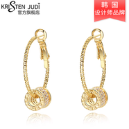 KRISTEN JUDI新款潮圓圈耳環(huán)女925銀針耳扣小眾麻花金色耳圈轉運珠輕奢耳飾 升級款-兩戴轉運珠耳圈-生日禮物