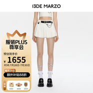 13DE MARZO女士 微章朋克針織裙褲復古純色氣質(zhì)百搭休閑百褶短裙 白色 M