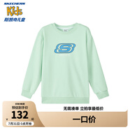 Skechers斯凱奇童裝男女童春秋季休閑上衣衛(wèi)衣運(yùn)動(dòng)舒適兒童套頭衫L324K078 灰湖水綠/045A 170 cm