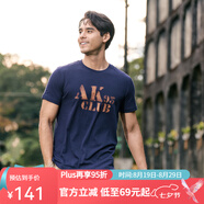 AKSERIESAK男裝復古AK字母經(jīng)典暈染印花親膚舒適圓領(lǐng)休閑短袖T恤男1700083 藏藍色 S